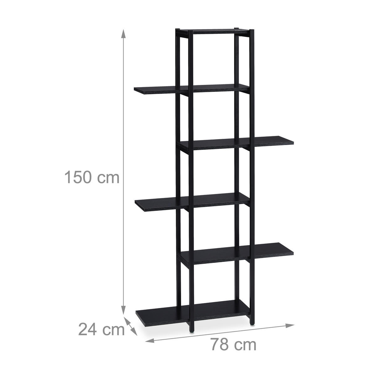 PFLANZENREGAL - Schwarz, Holzwerkstoff/Metall (78/150/24cm) - Relaxdays