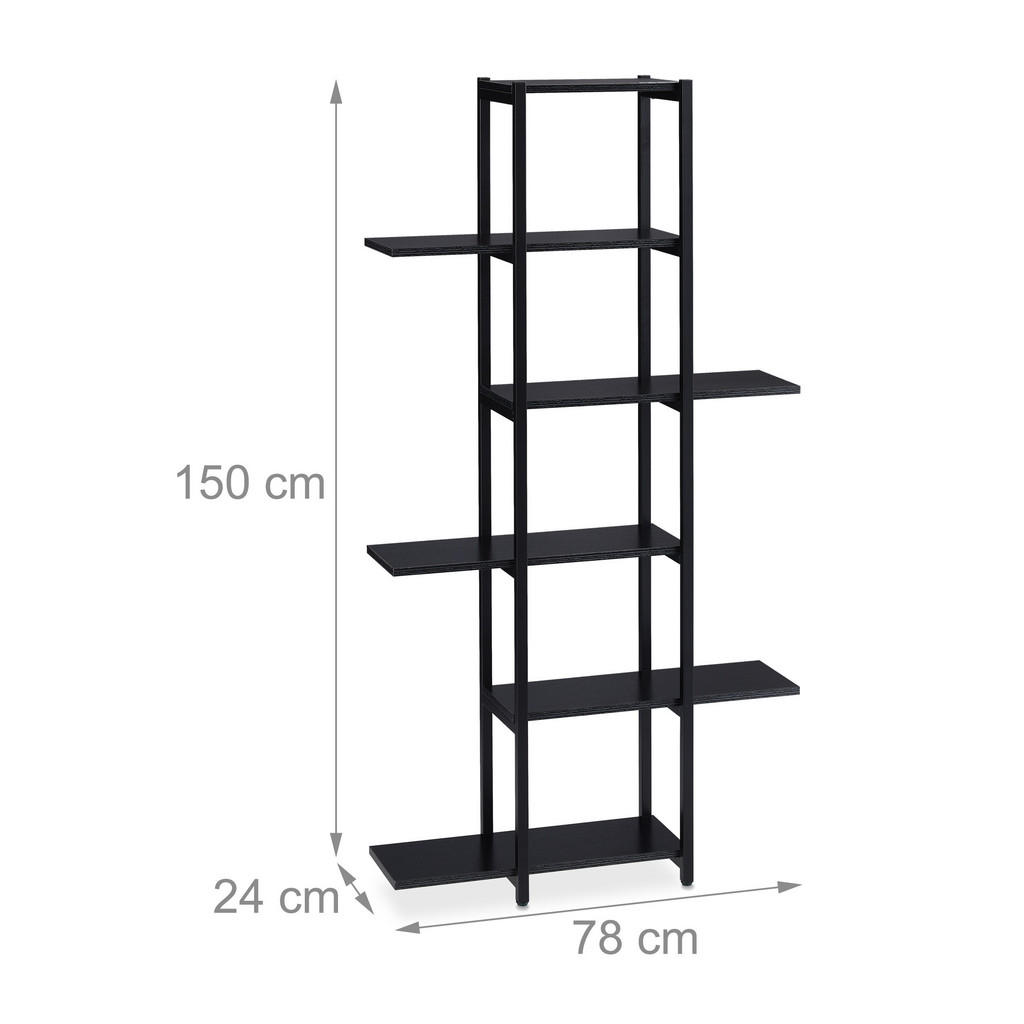 Thumbnail - Relaxdays Pflanzenregal, Schwarz, Holzwerkstoff, Metall, 78x150x24 cm, Wohnzimmer, Wohnzimmertische, Blumenständer