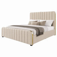 POLSTERBETT mit Stauraum und USB-Ladeanschluss 180x200 cm Leinen Beige - Beige, Metall (180/200cm) - Beauniv
