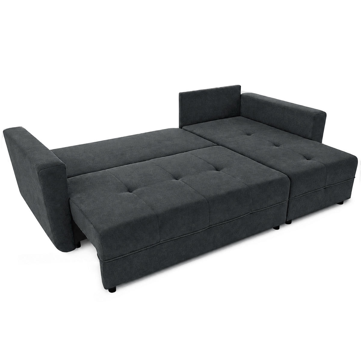 ECKSCHLAFSOFA Verona mit Bettkasten und universeller Ottomane 240 cm, Dunkelgrau - Dunkelgrau, Textil (240/148cm) - Beautysofa