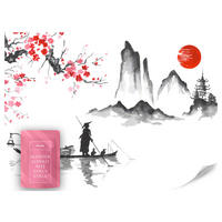 FOTOTAPETE Japanische Landschaft Aquarell 150x105 - Rot/Schwarz, Papier (150/105cm) - Muralo