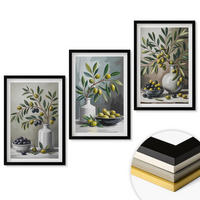 WANDBILDER 3er-Set - 40x60 cm Schwarzer Rahmen - Keramik olivgrau - Schwarz, Kunststoff (40/60cm) - ArtPrintCave