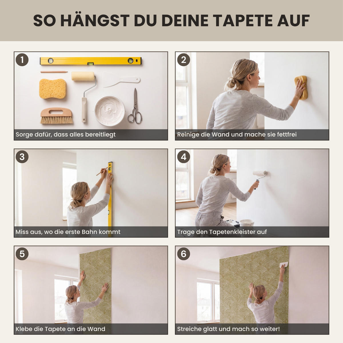 TAPETE - Fächer - Geometrisch - Grün - 280x280 cm - Goldfarben, Papier (280/280cm) - OnlyWow