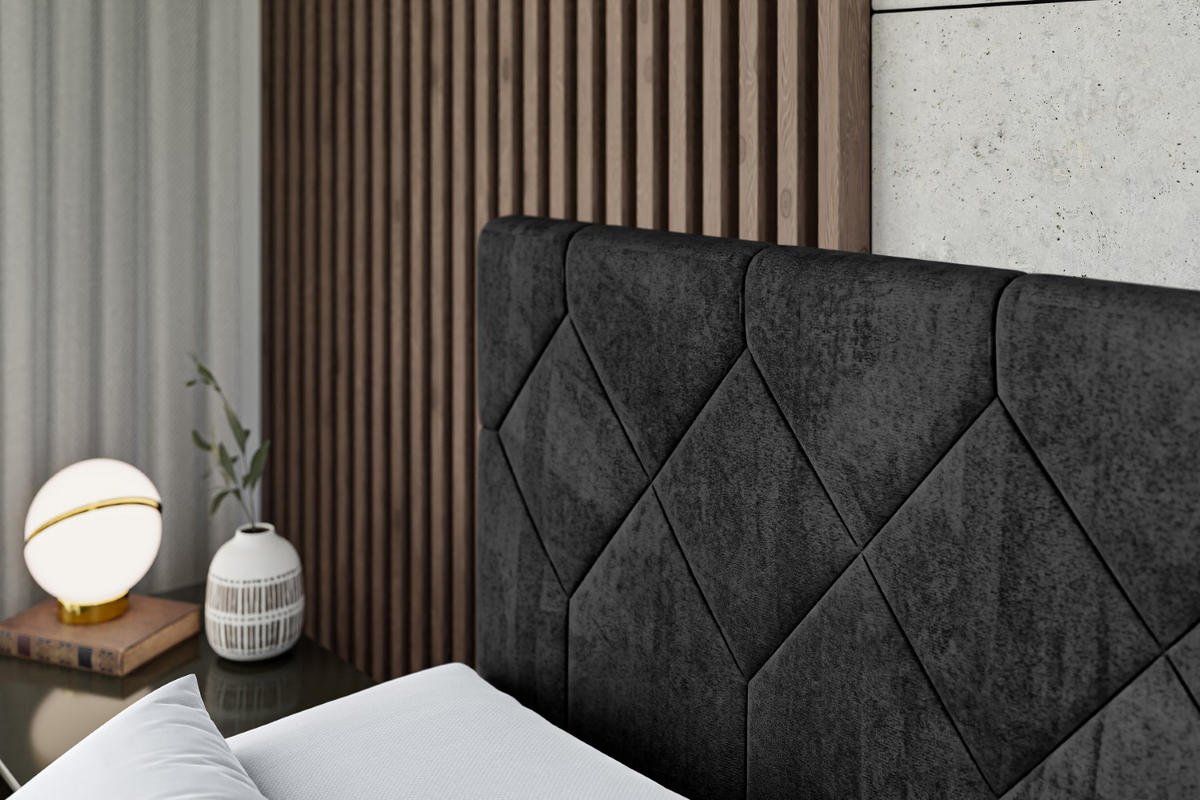 BOXBETT mit Matratze H3 und Lattenrost - CATOR - 160 x 200 Schwarz - Schwarz, Holzwerkstoff (160/200cm) - ALTDECOR