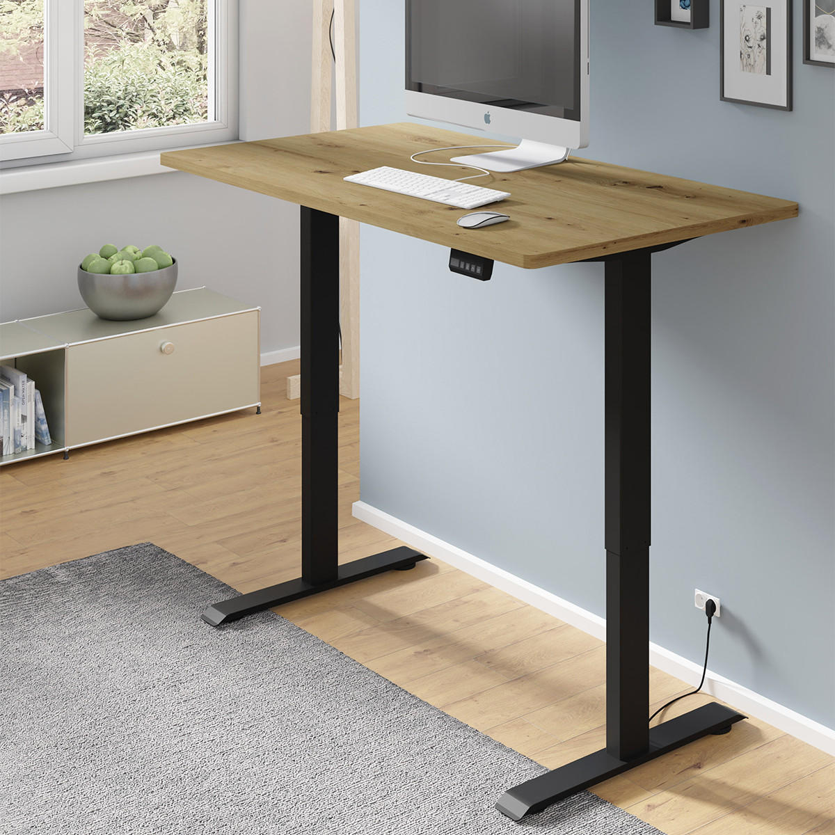 SCHREIBTISCH Ergo Holz und Schwarz - Schwarz/Braun, Holzwerkstoff (70/140/73cm) - Petits-meubles