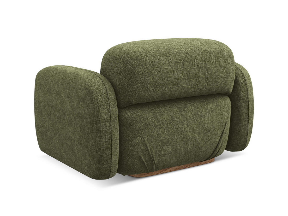 SESSEL Chenille Stoff Grün - Braun/Olivgrün, Holz/Textil (110/73/95cm) - Makamii