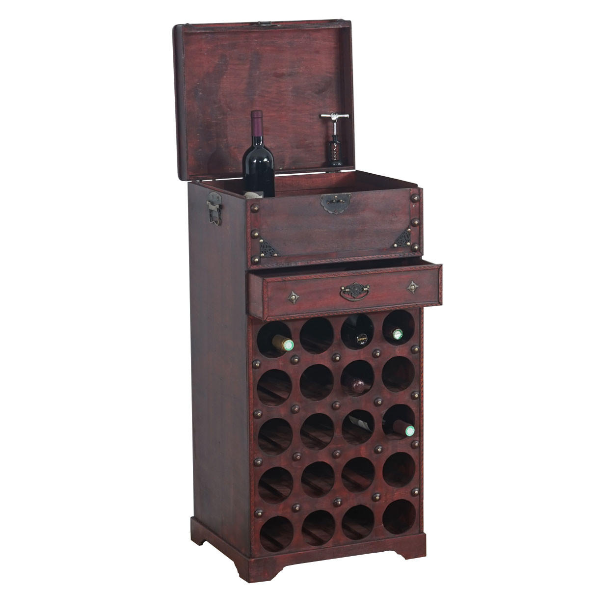 WEINREGAL 20 FLASCHEN SCHUBLADE Braun - Braun, Holz (46/94/38cm) - MCW