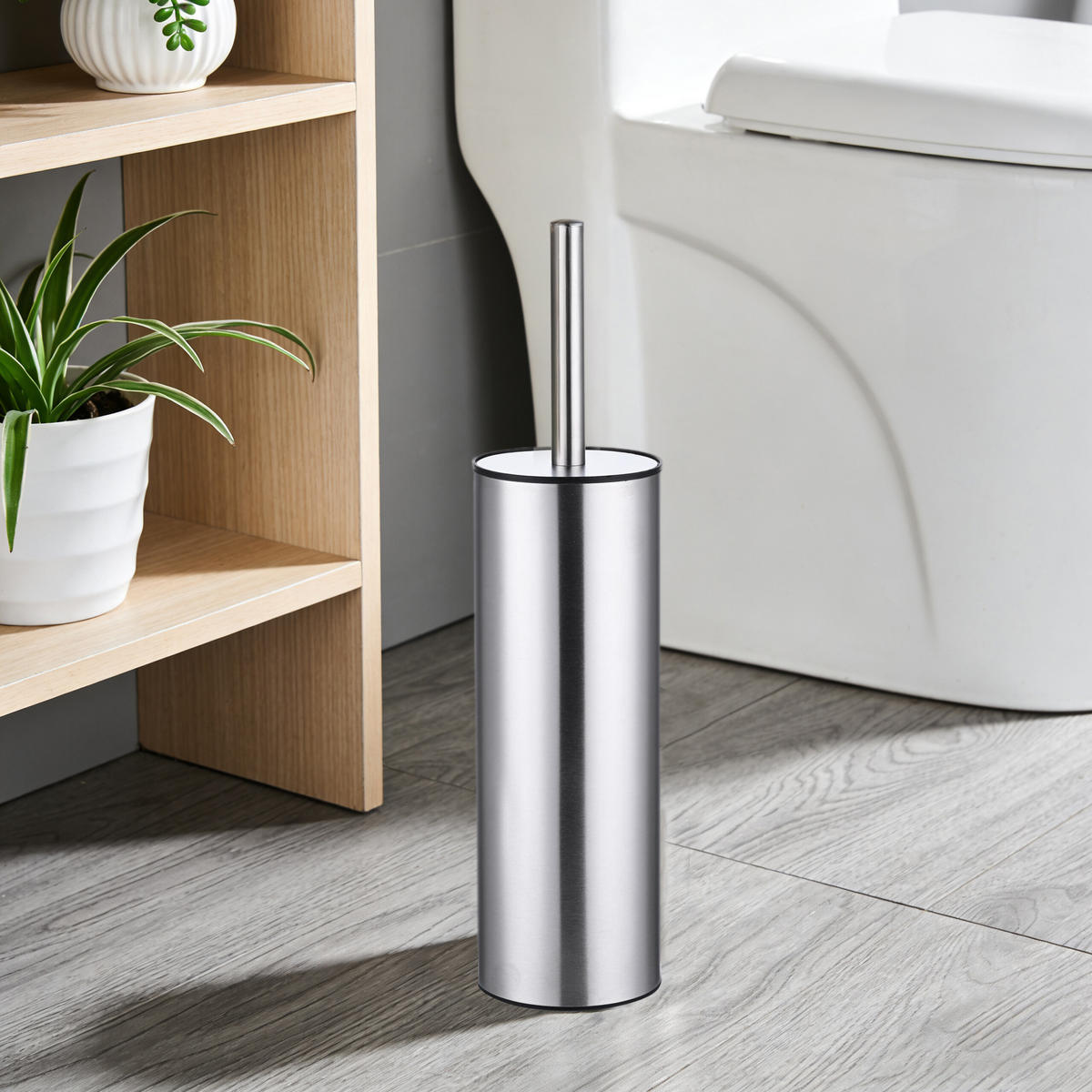 WC-BÜRSTE Silber mit Halter - Silberfarben, Kunststoff/Metall (9/36.5/9cm) - Relaxdays
