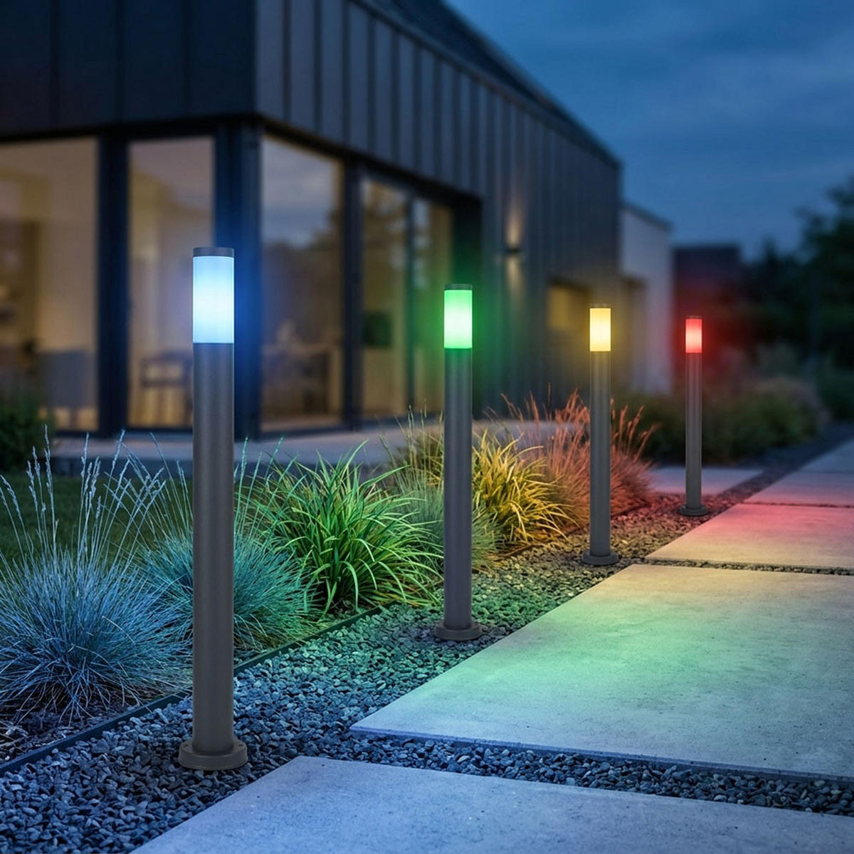 LED STEHLEUCHTE Edelstahl Anthrazit - Anthrazit, Kunststoff (12.7/12.7/110cm) - Globo Lighting