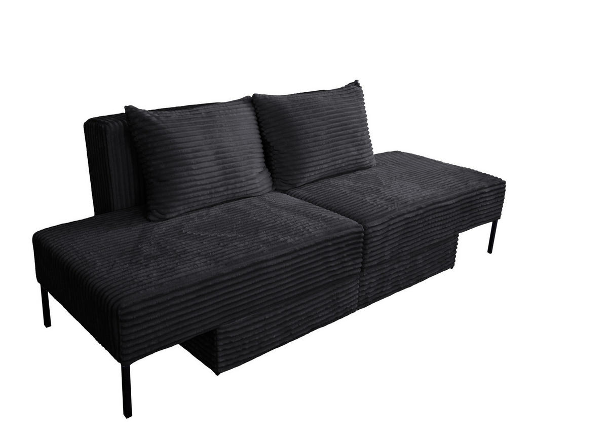 SOFA Mit Schlaffunktion MOOKA 4in1-Multifunktions-System Stoff Velo Schwarz - Schwarz, Holz/Textil (240/87/103cm) - Kaiser Möbel