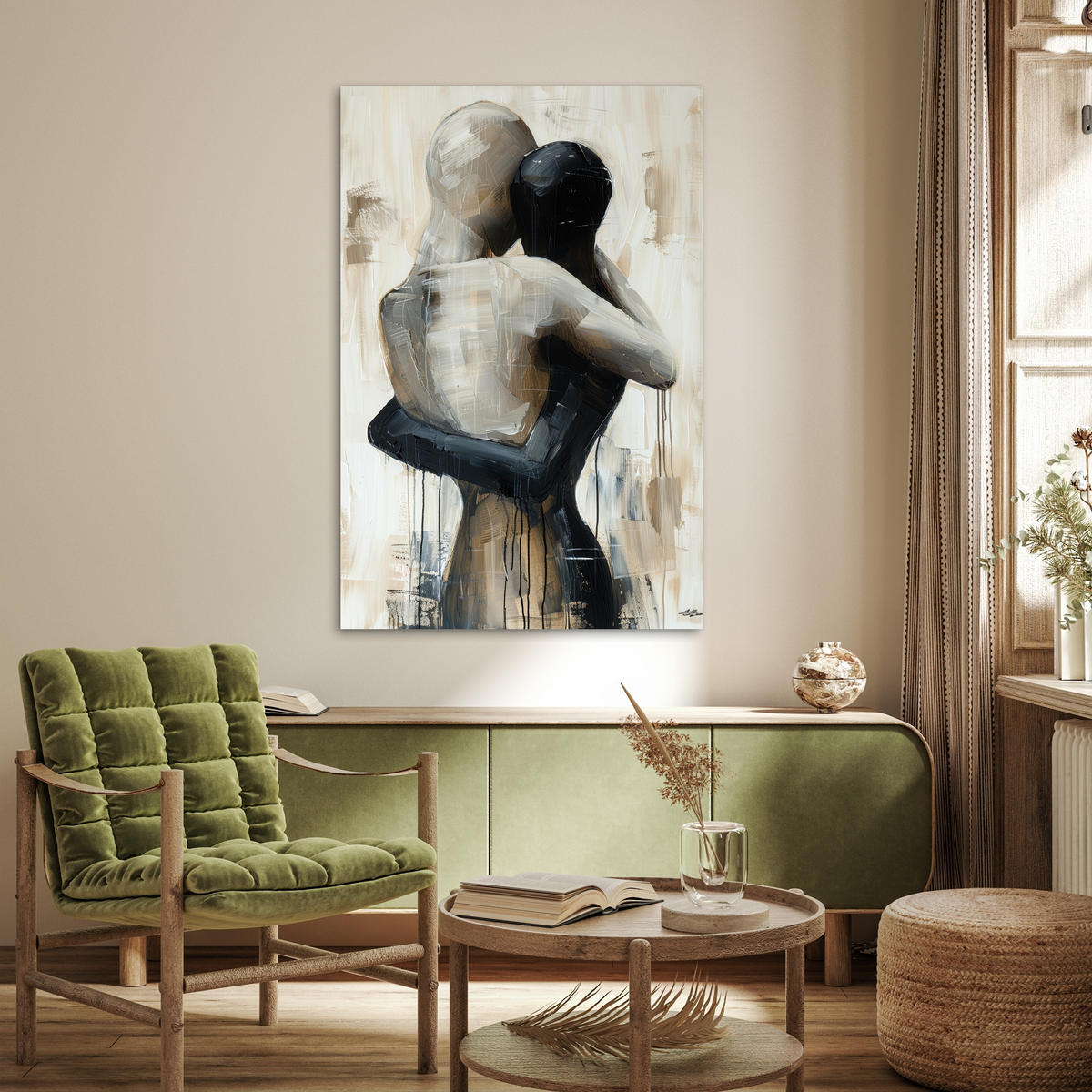 POSTER Abstrakt - Liebe - Schwarz und weiß - Modern 80x120 cm - Schwarz, Papier (80/120/0.1cm) - MuchoWow