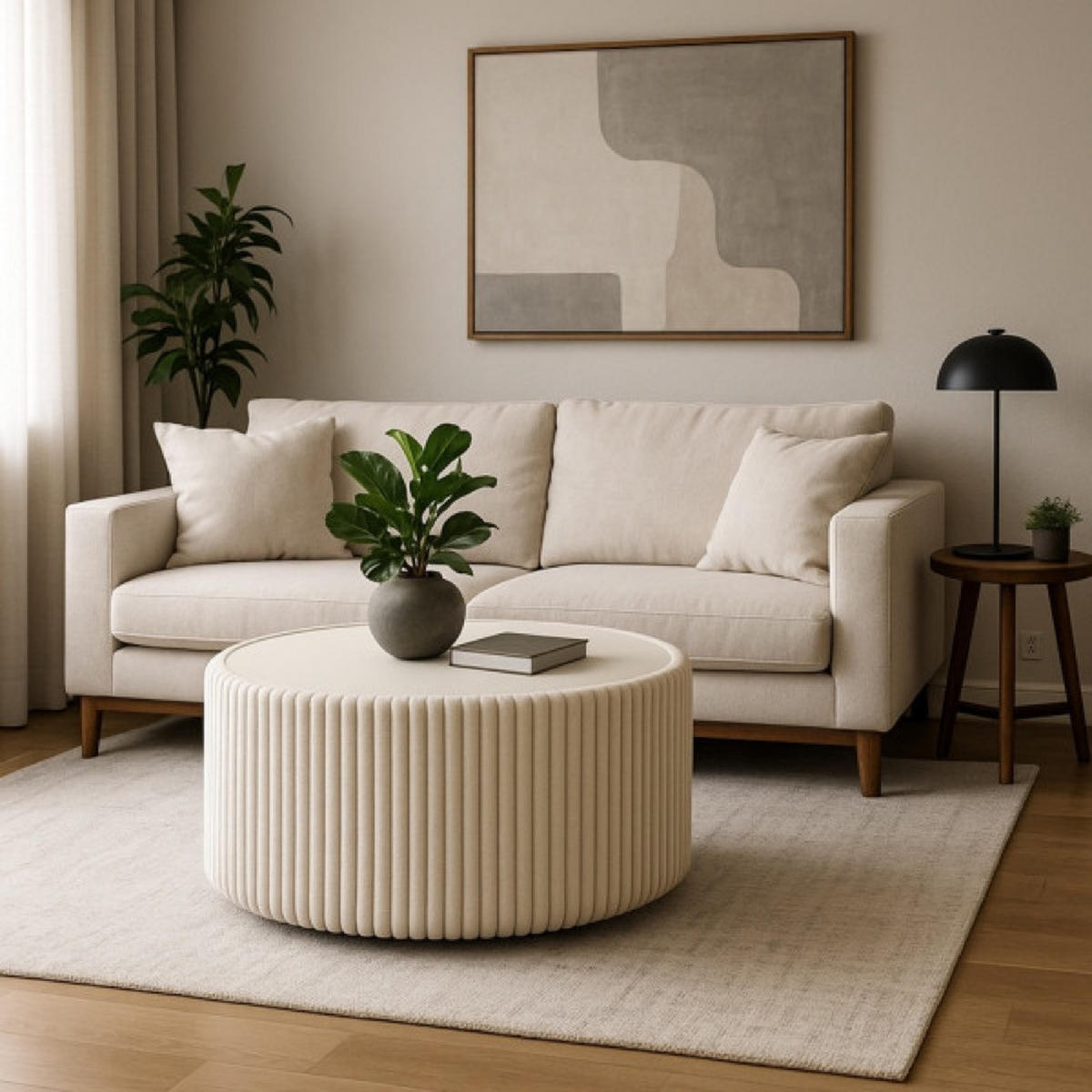TISCH Creme MIJA Gepolstert Tilia - Weiß, Holzwerkstoff (89/89/42cm) - Sepro Meble