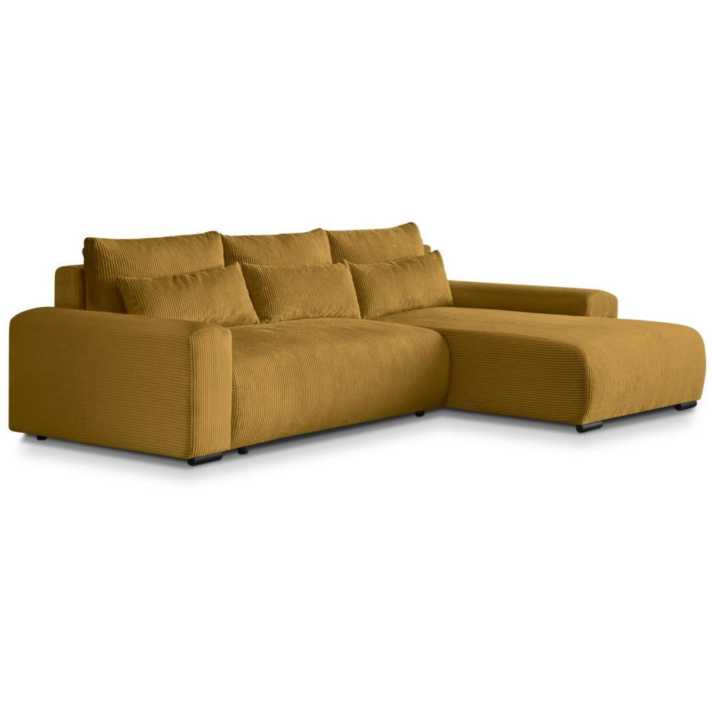 ECKSCHLAFSOFA Benny gelb rechts - Gelb/Schwarz, Kunststoff/Textil (271/185cm) - Beautysofa