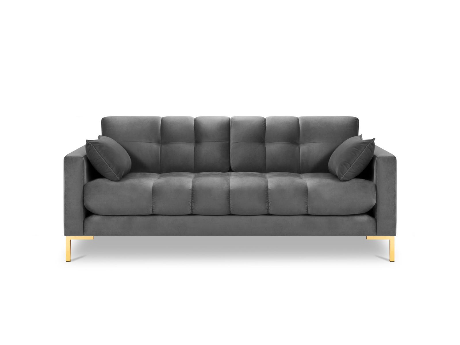 SOFA Mamaia aus Samt hellgrau 2 Sitzplätze - Hellgrau, Textil (92/75/152cm) - Micadoni