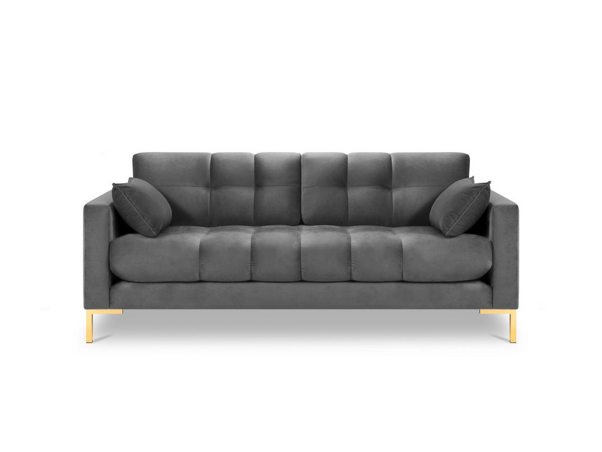 SOFA Mamaia aus Samt hellgrau 2 Sitzplätze - Hellgrau, Textil (92/75/152cm) - Micadoni