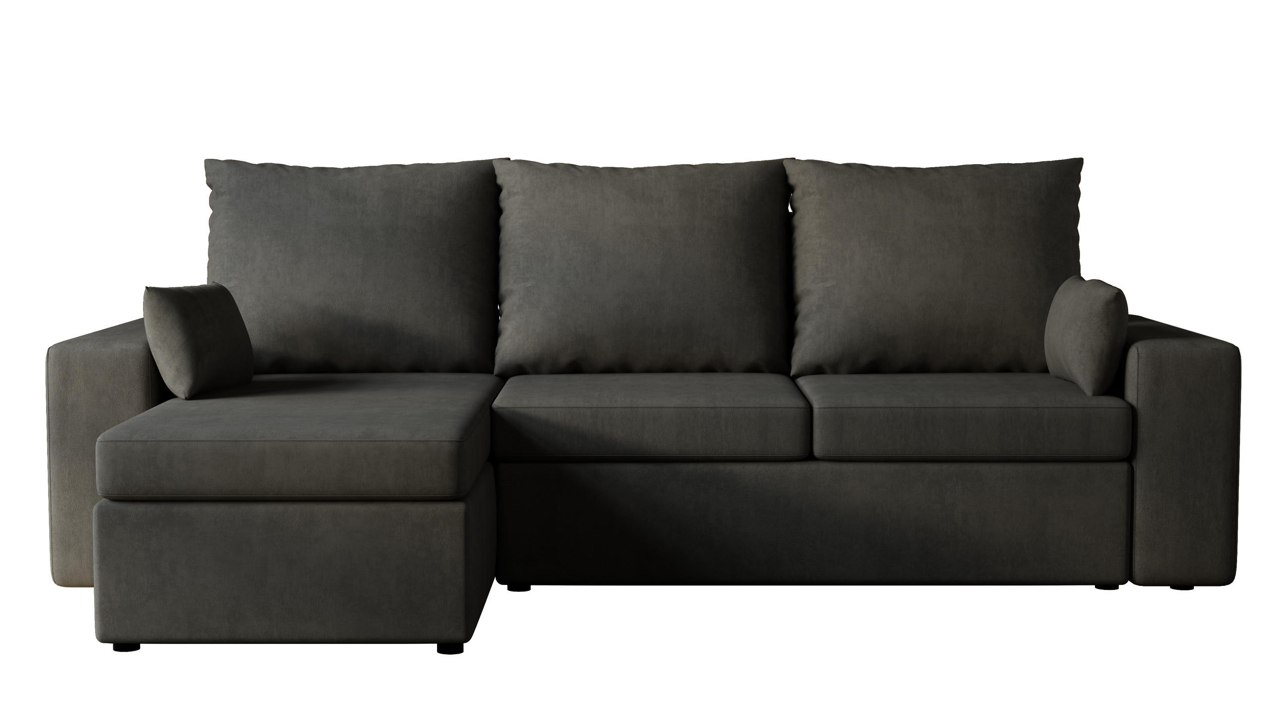 ECKSOFA Paco mit Bettkasten und Schlaffunktion, L-Form/XL-Form, Velourstoff, Universal - Graphitfarben, Holzwerkstoff (246/145cm) - 4ALL HOME