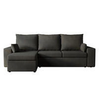 ECKSOFA Paco mit Bettkasten und Schlaffunktion, L-Form/XL-Form, Velourstoff, Universal - Graphitfarben, Holzwerkstoff (246/145cm) - 4ALL HOME
