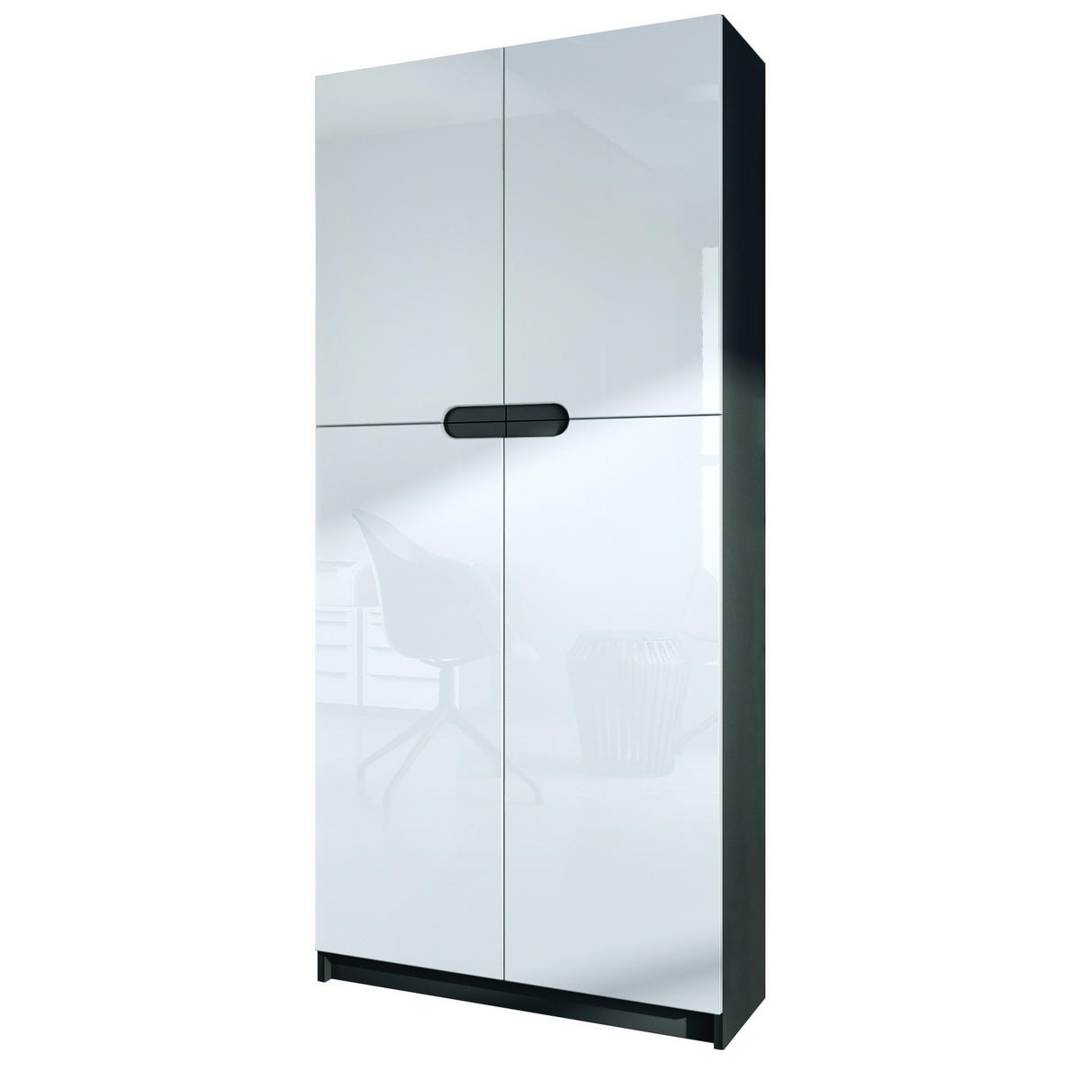 BÜROSCHRANK Logan Fronten in Weiß Hochglanz - Weiß Hochglanz, Holzwerkstoff (82/185/37cm) - Vladon