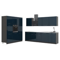 KÜCHENZEILE Fame-Line, Dunkelblau Hochglanz/Anthrazit, 460 cm, AP Marmor - Anthrazit/Dunkelblau, Holzwerkstoff (460/206.8/60cm) - Vicco
