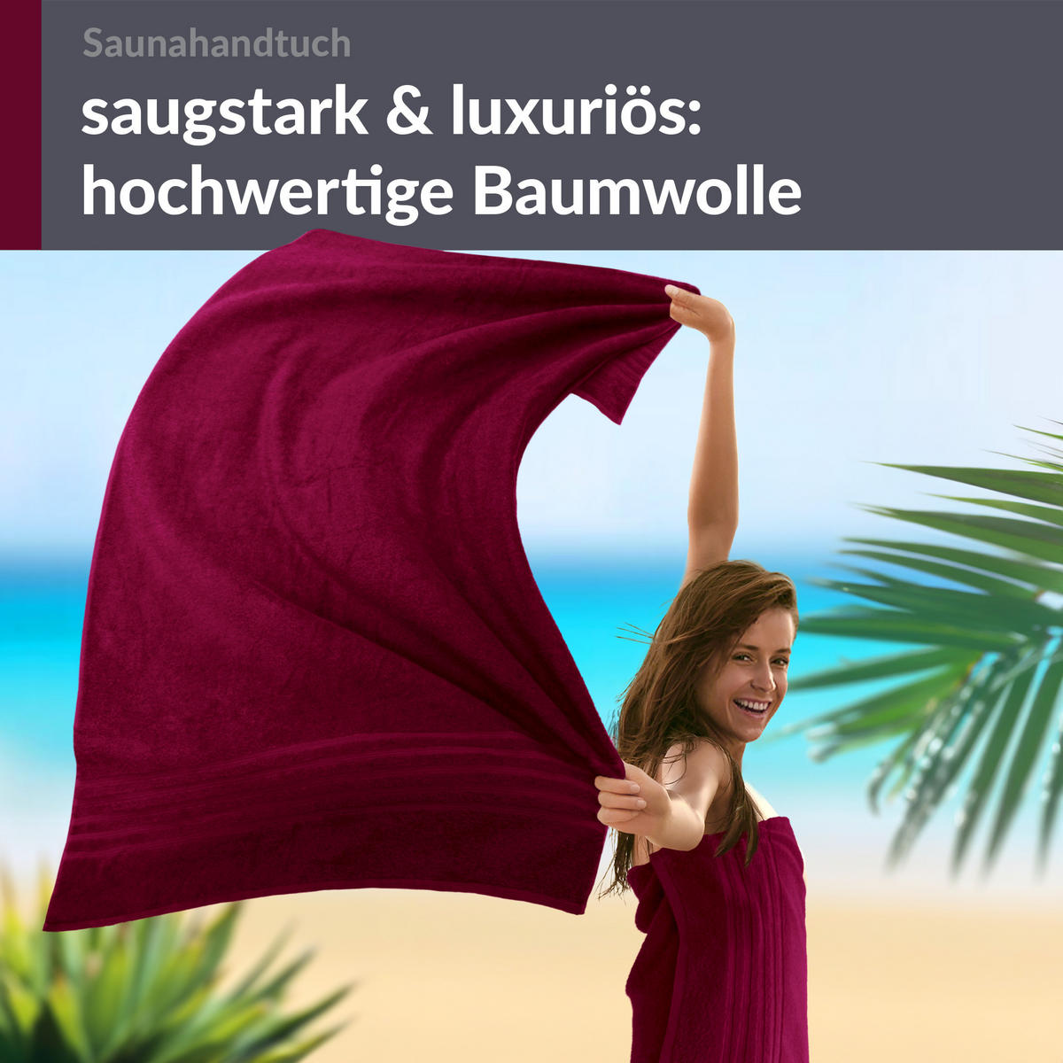 SAUNATUCH 80x200 cm 2er Set London Kirschrot - Kirschrot, Textil (80/200cm) - Lashuma