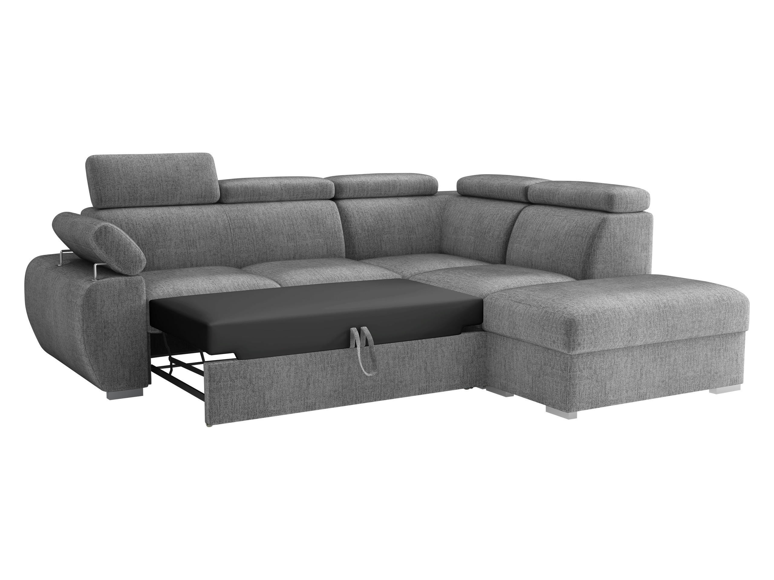 ECKSOFA Boston 2RR1P, Seite: Links PUFAP+R+1P(65)+2R - Silberfarben/Hellgrau, Holz/Textil (260/230cm) - MIRJAN24