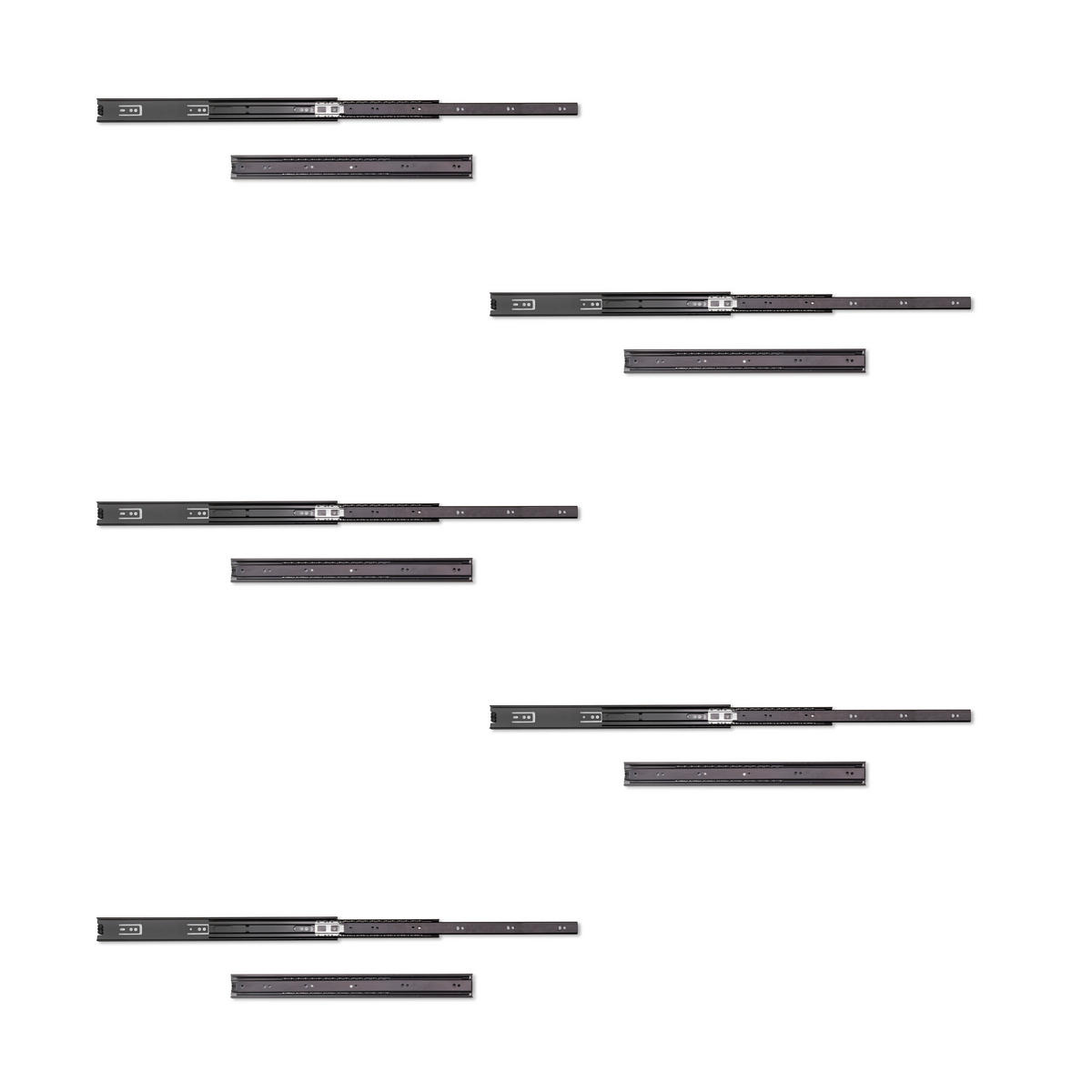 KUGELFÜHRUNGEN Höhe 45mm, Tiefe 450mm, Vollauszug, Schwarz 5er-set - Schwarz, Metall (13/6/50cm) - EMUCA