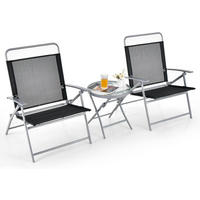 BALKONSET Klappbar Schwarz(3-teilig) - Schwarz, Metall - COSTWAY