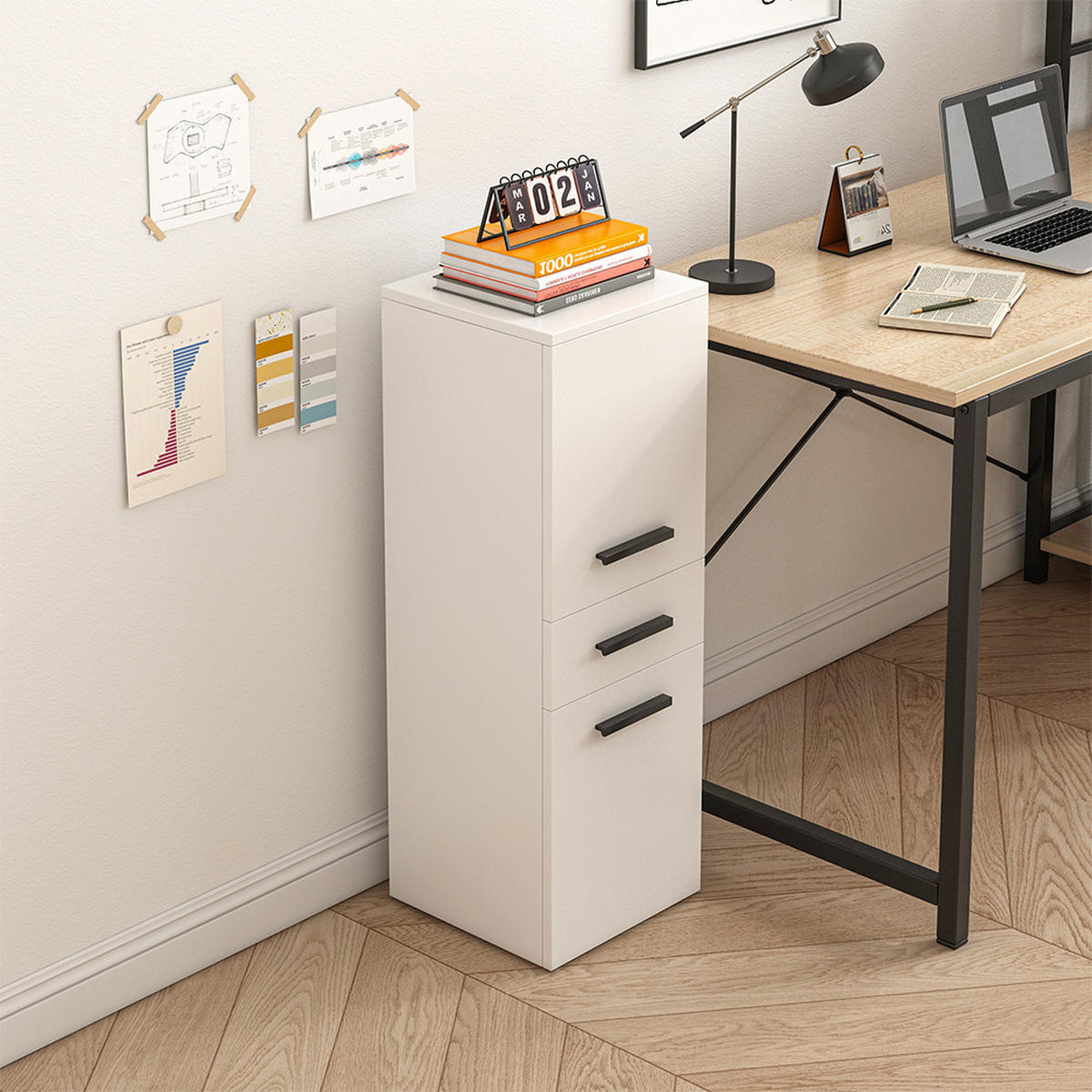 BÜRO-BÜCHERREGAL, weiß 30/30/85 cm - Weiß, Holzwerkstoff (30/85/30cm)