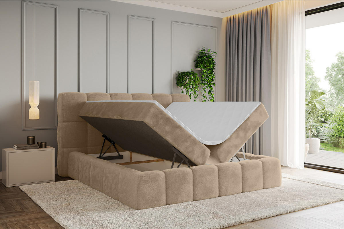 BOXBETT - AURI-H3 - 160x200 Beige Lapitt - Cappuccino, Holzwerkstoff (160/200cm) - ALTDECOR