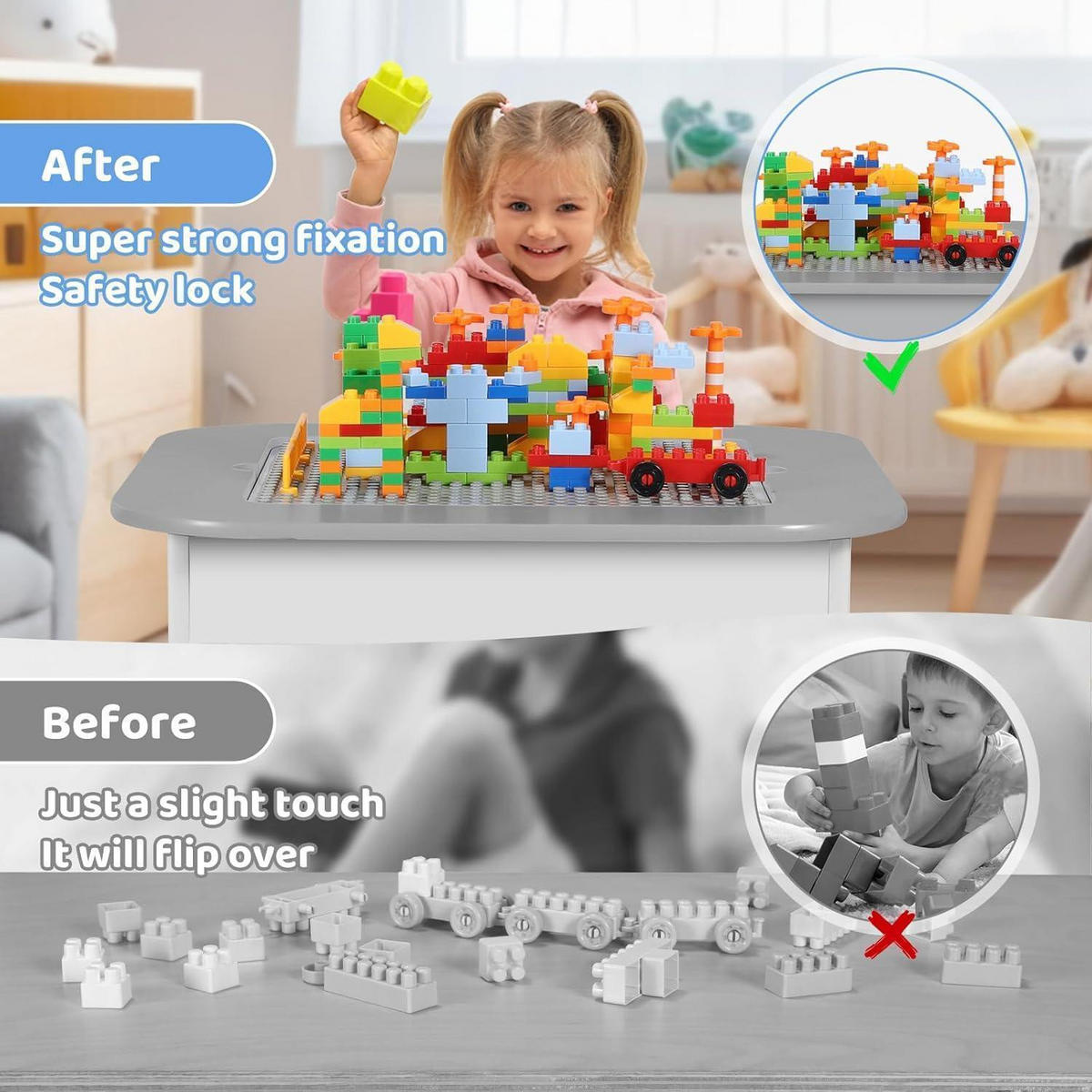 KINDERTISCH mit 2 Stühlen 4-in-1 Set Grau - Weiß, Holzwerkstoff (50/49/54cm)