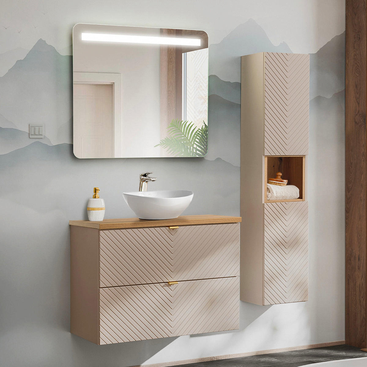 WASCHTISCHUNTERSCHRANK 80cm Manoa Kaschmir - Beige, Holzwerkstoff (80/57/40cm) - Petits-meubles