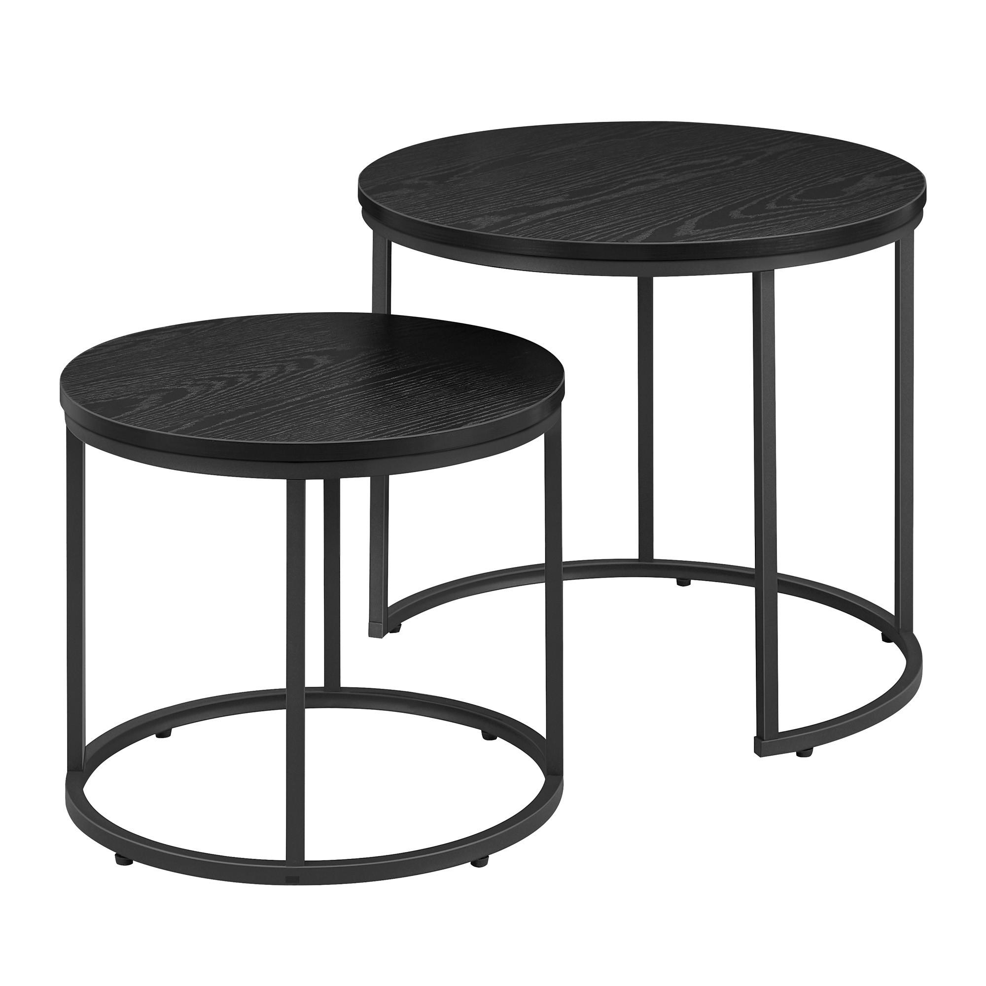 COUCHTISCH 2er Set rund - Schwarz, Holzwerkstoff (53/53/45cm) - Mat-Haus