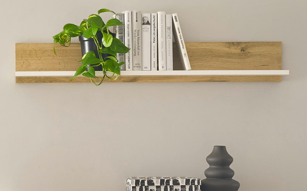 AKTENREGAL Weiß matt, Eiche Wotan 100 cm, Wandregal für Homeoffice und Büro - Eiche Wotan/Weiß, Holzwerkstoff (100/15/17cm) - Furn.Design