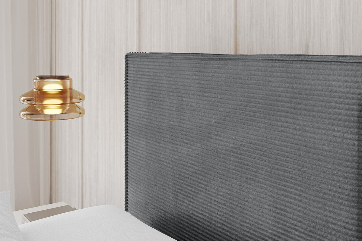 POLSTERBETT mit Bettkasten, Fußteil und Lattenrost, Boxbett ohne Matratze - EMMI-Z 180x200 Dunkelgrau - Anthrazit, Holzwerkstoff/Textil (180/200cm) - ALTDECOR