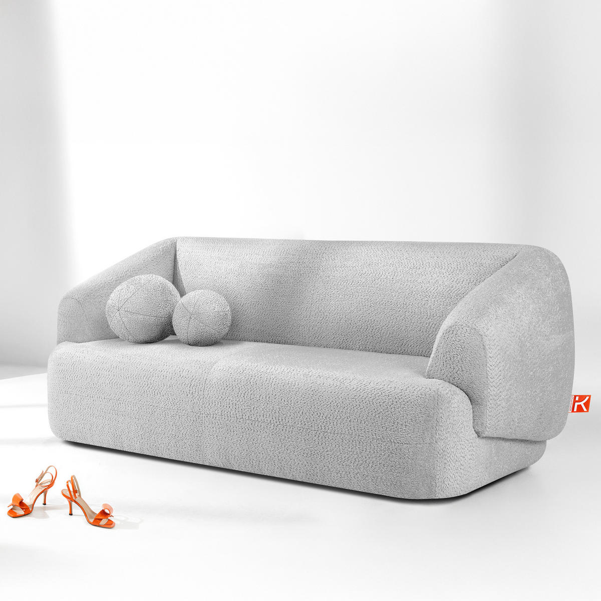 EINZELSOFA VIRA, Grau, Chenille - Schwarz/Grau, Holz/Holzwerkstoff (210/84/100cm) - KONSIMO®