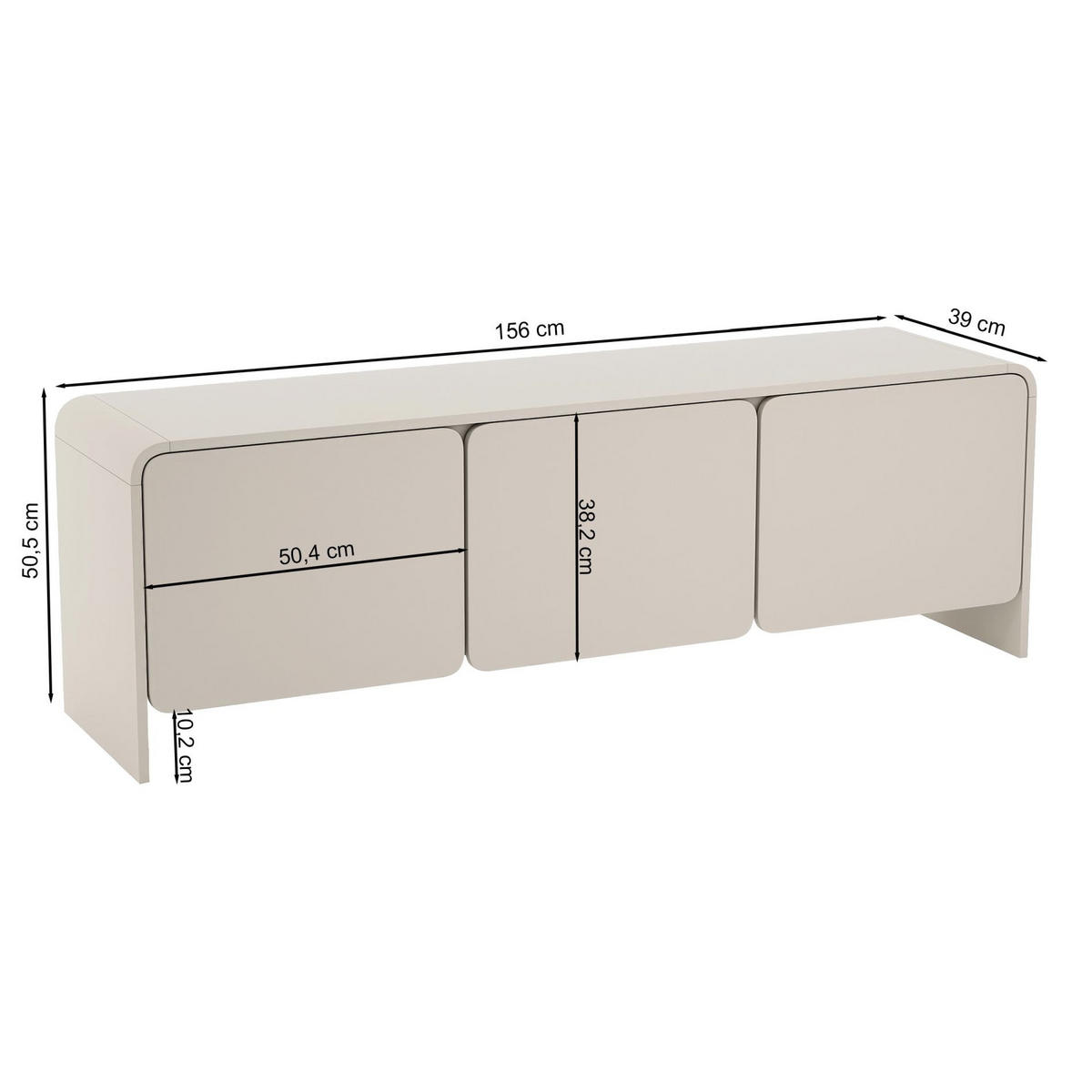 TV-LOWBOARD Lummo Kaschmirgrau 156 cm - Taupe, Holzwerkstoff (156/50.5/39cm) - Selsey