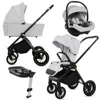 KINDERWAGEN Rosso 4in1 Silber Babywanne, Reisebuggy, Autositz, Isofix Basis - Silberfarben/Schwarz, Textil/Metall (58/98cm) - BabyLux