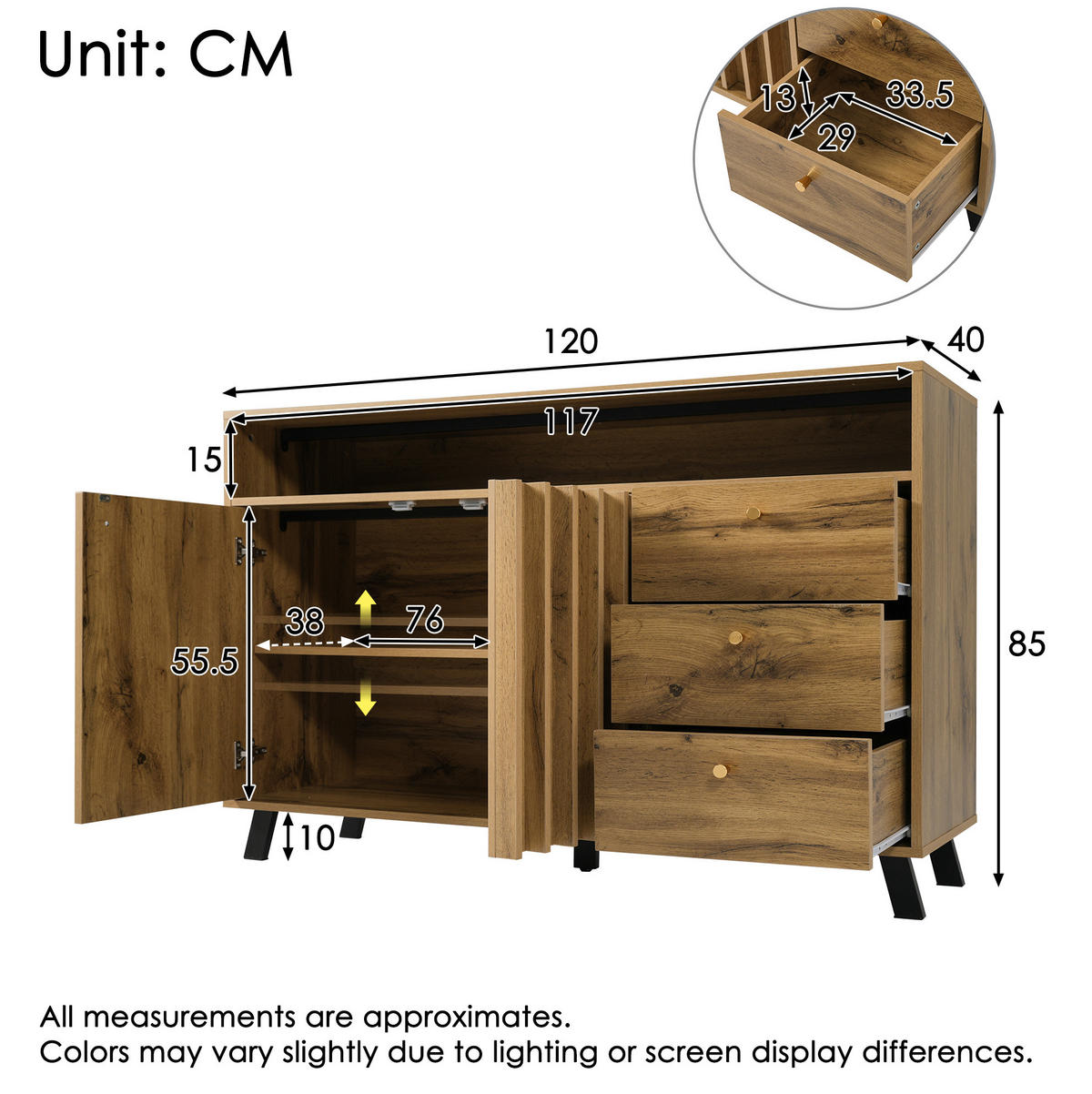 SIDEBOARD 120/40/85 cm Dunkle Eiche aus Holz mit Lamellenfront - Braun, Holz (40/85/120cm) - OKMYHOME