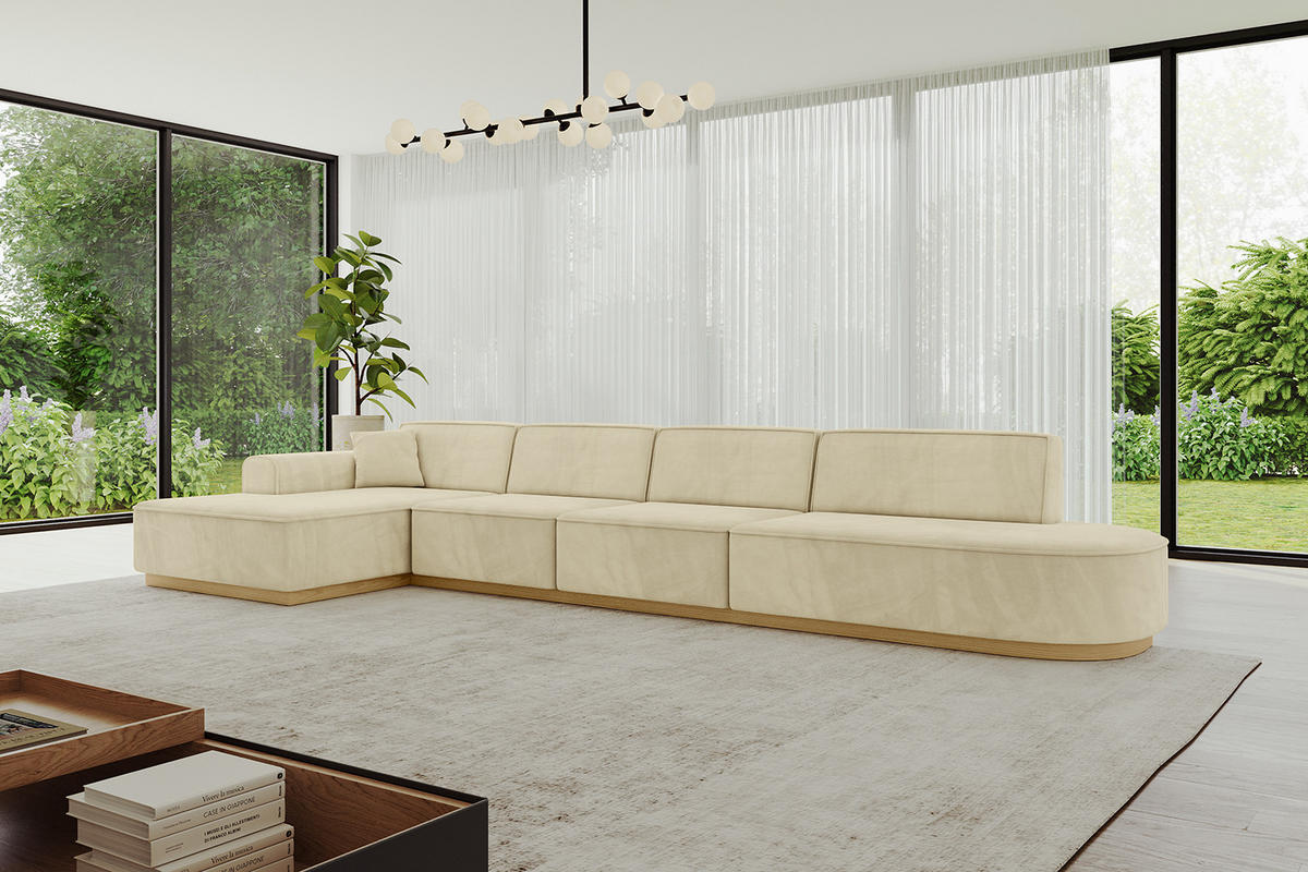 ECKSOFA Ottomane Links IREA-L3-v2 - 403x165x81 cm Beige - Beige, Holzwerkstoff/Textil (403/165cm) - ALTDECOR