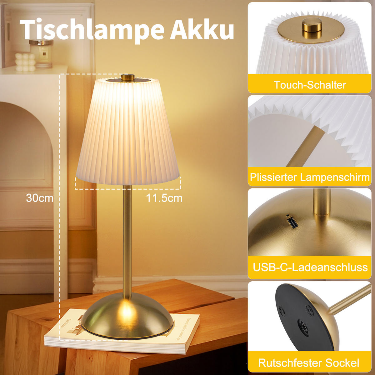 LED TISCHLAMPE Radiune 11.5/11.5/30 - Weiß, Metall (11.5/11.5/30cm) - ZMH