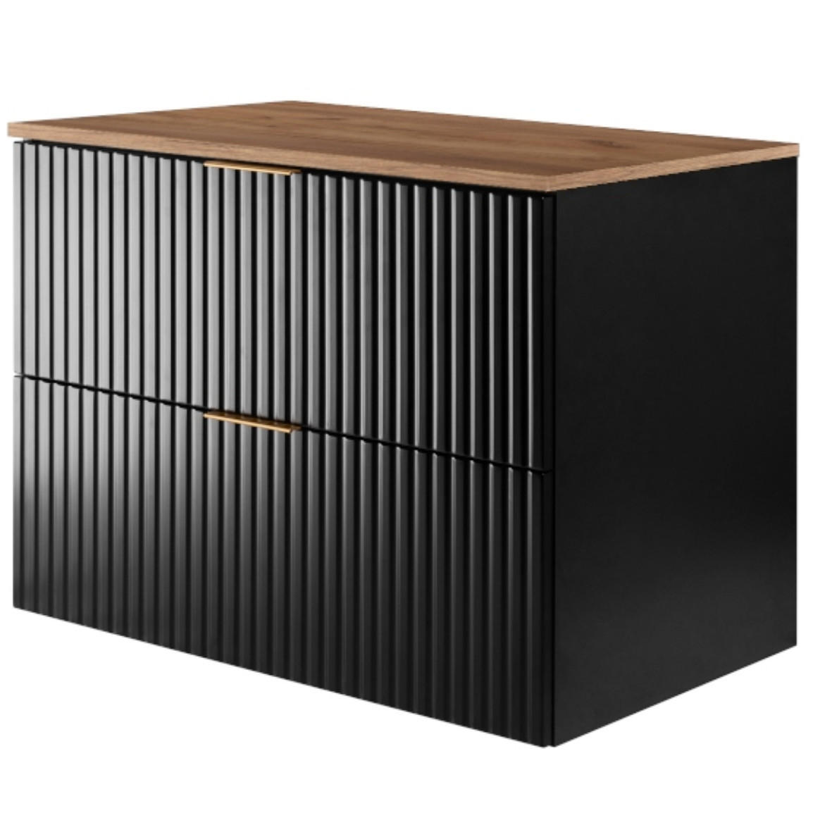 WASCHBECKUNTERSCHRANK FLOW + Platte Schwarz matt 80/57/46 cm - Schwarz, Holzwerkstoff (80/57/46cm) - Rodan