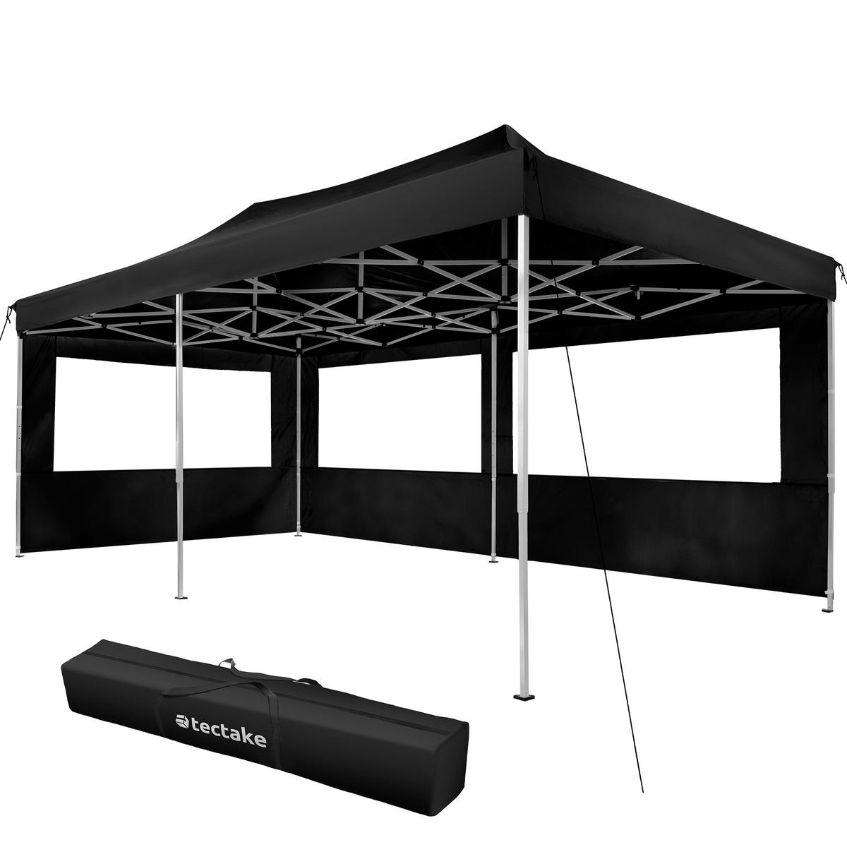 PAVILLON Viola,inklusive Spannseilen, Heringen und Tragetasche,schwarz - Schwarz, Kunststoff (300/280/600cm) - tectake