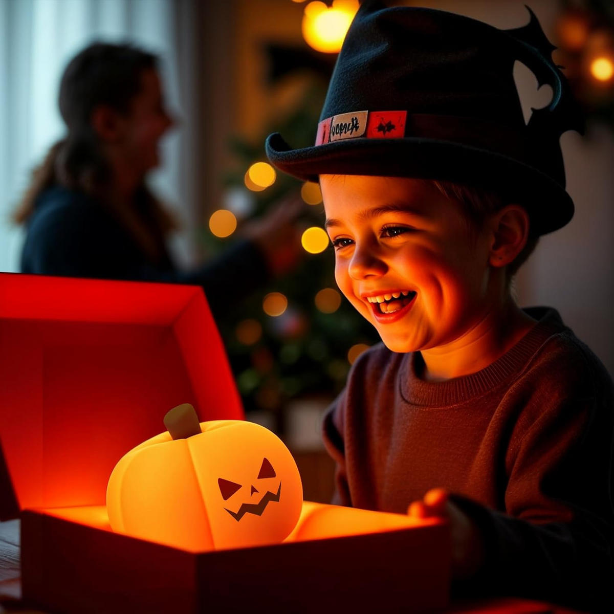 NIGHT LIGHT Kürbis Halloween Silikon Touch 3 Helligkeitsstufen wiederaufladbar für Kinder - Orange, Kunststoff (9.8/8/9.5cm)