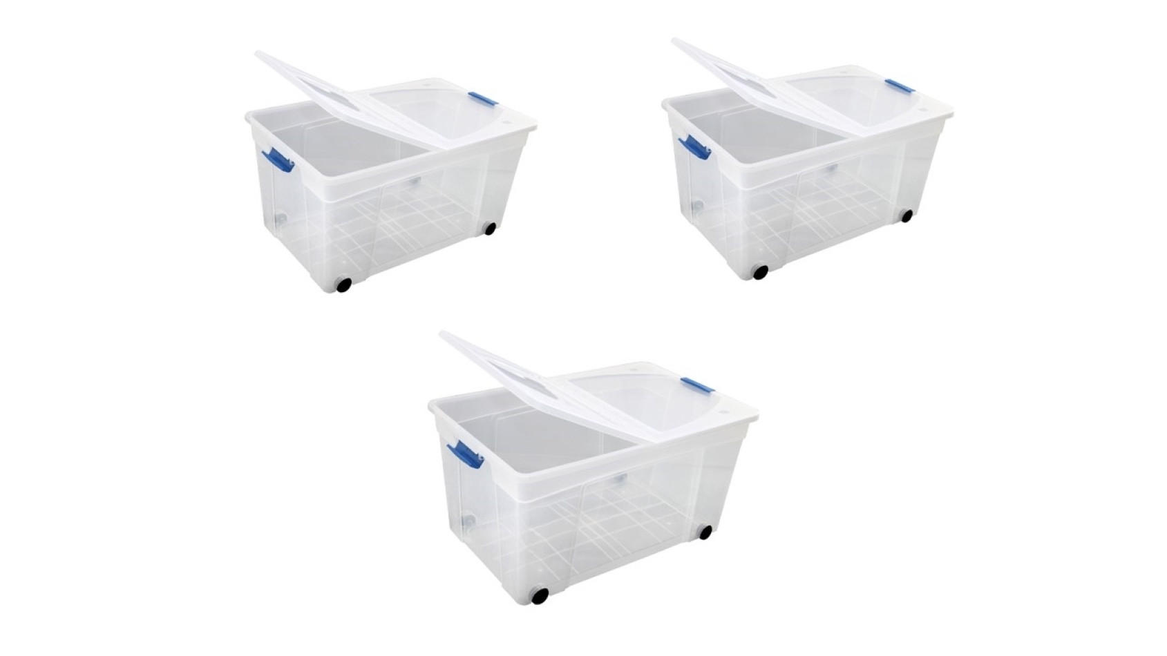 AUFBEWAHRUNGSBOX, S-free, 60L 3er-Set - Transparent, Kunststoff (59/32/59cm)