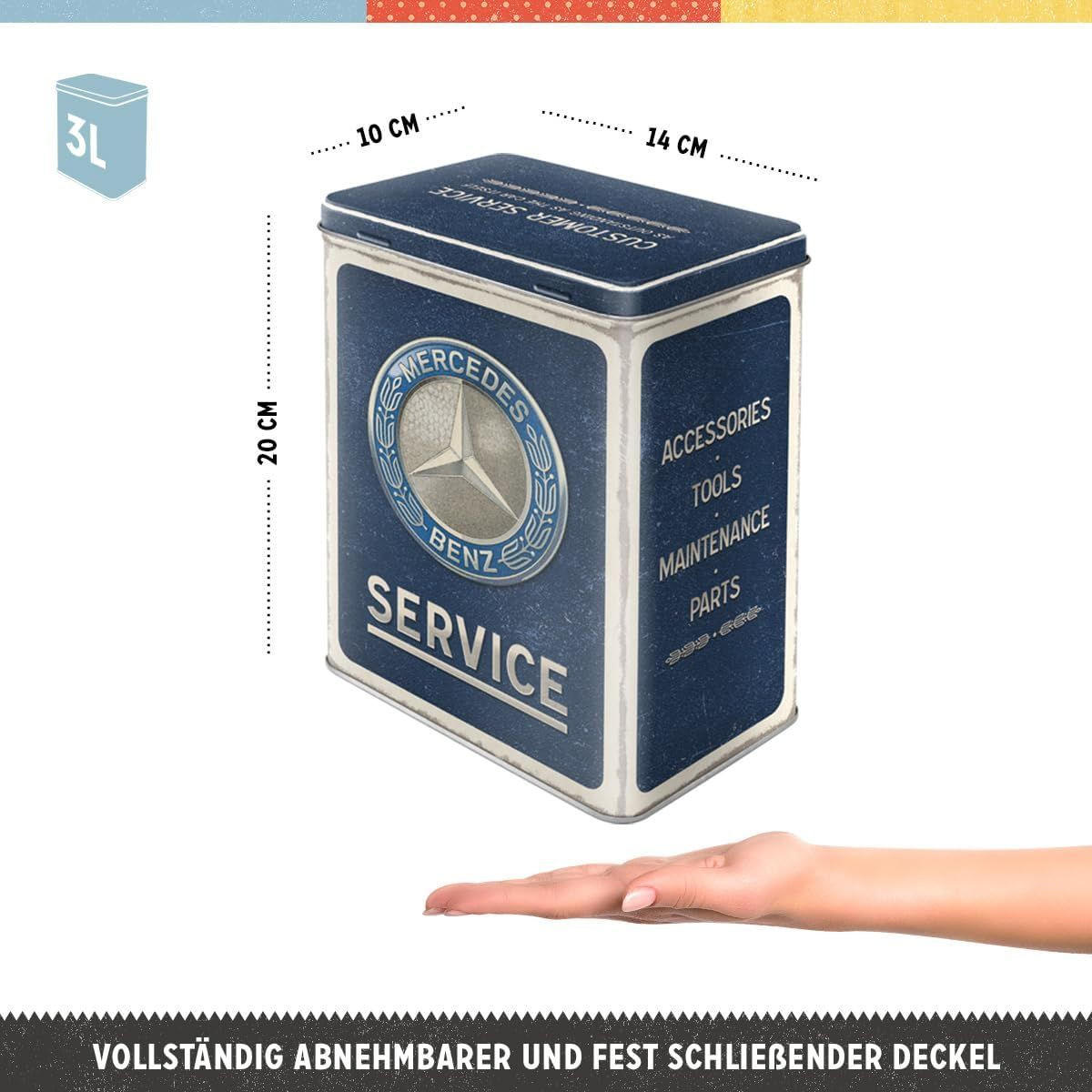 VORRATSDOSE L Mercedes-Benz Service Emblem Blue - Multicolor, Metall (14/20/10cm) - Nostalgic-Art
