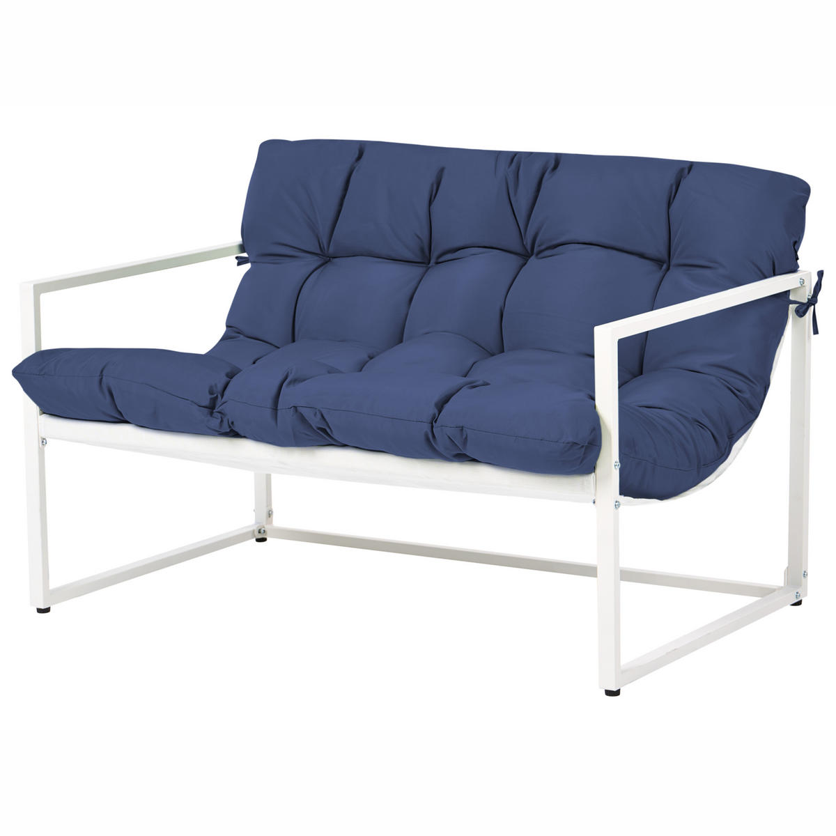 LOUNGE-SET Blau Garda - Blau/Weiß, Metall - Beliani