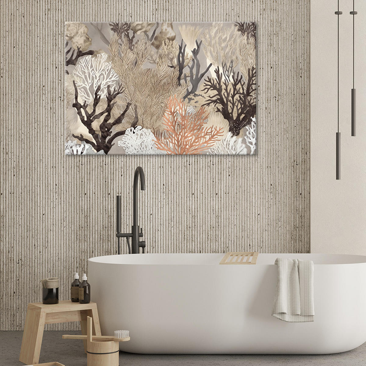 WANDBILD korallenpflanzen - Beige, Textil (60/40cm) - Feeby