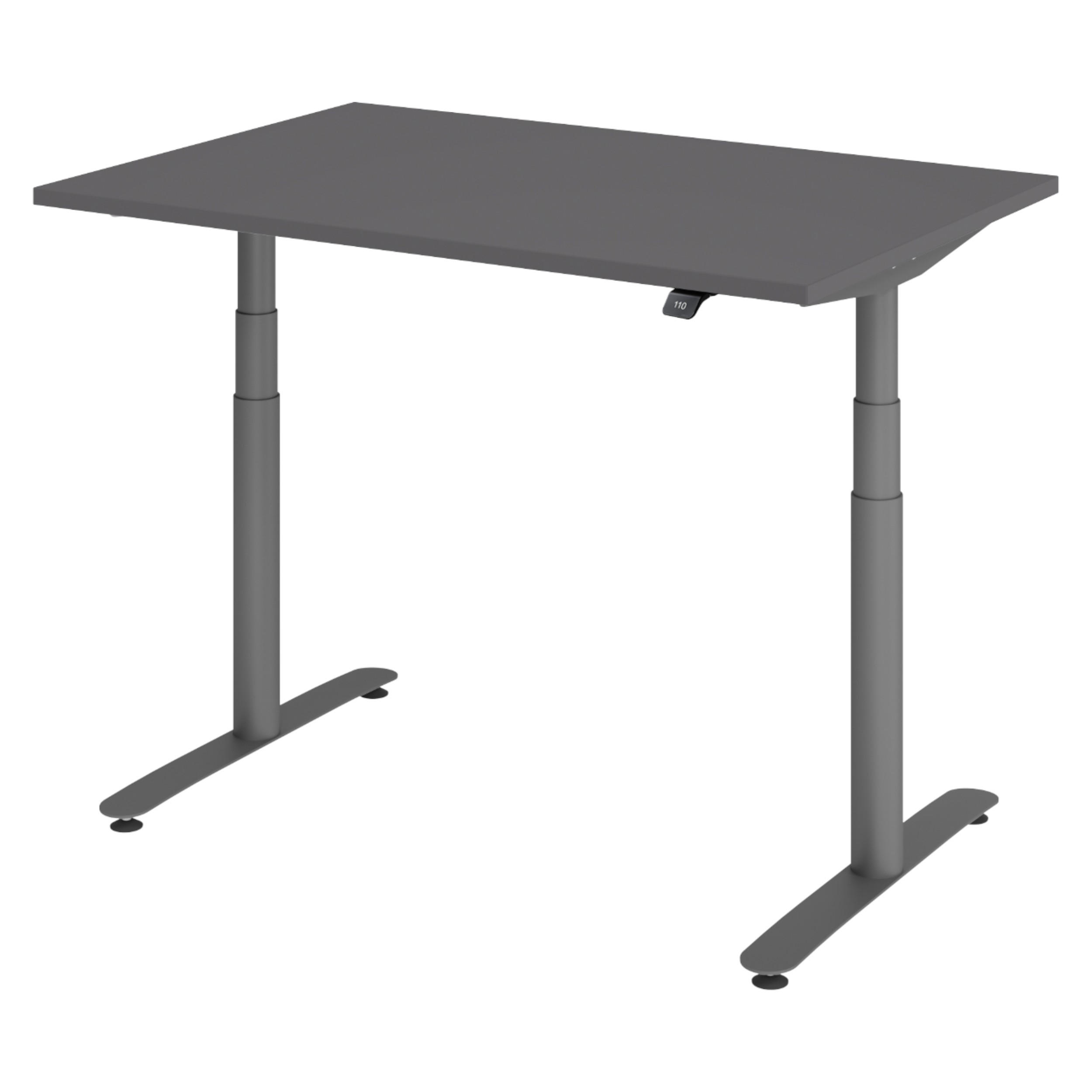 SCHREIBTISCH elektrisch Bluetooth & App XDLR 120/80/72 cm in Graphitfarben/Graphitfarben - Graphitfarben, Holzwerkstoff (120/80/72cm) - bümö