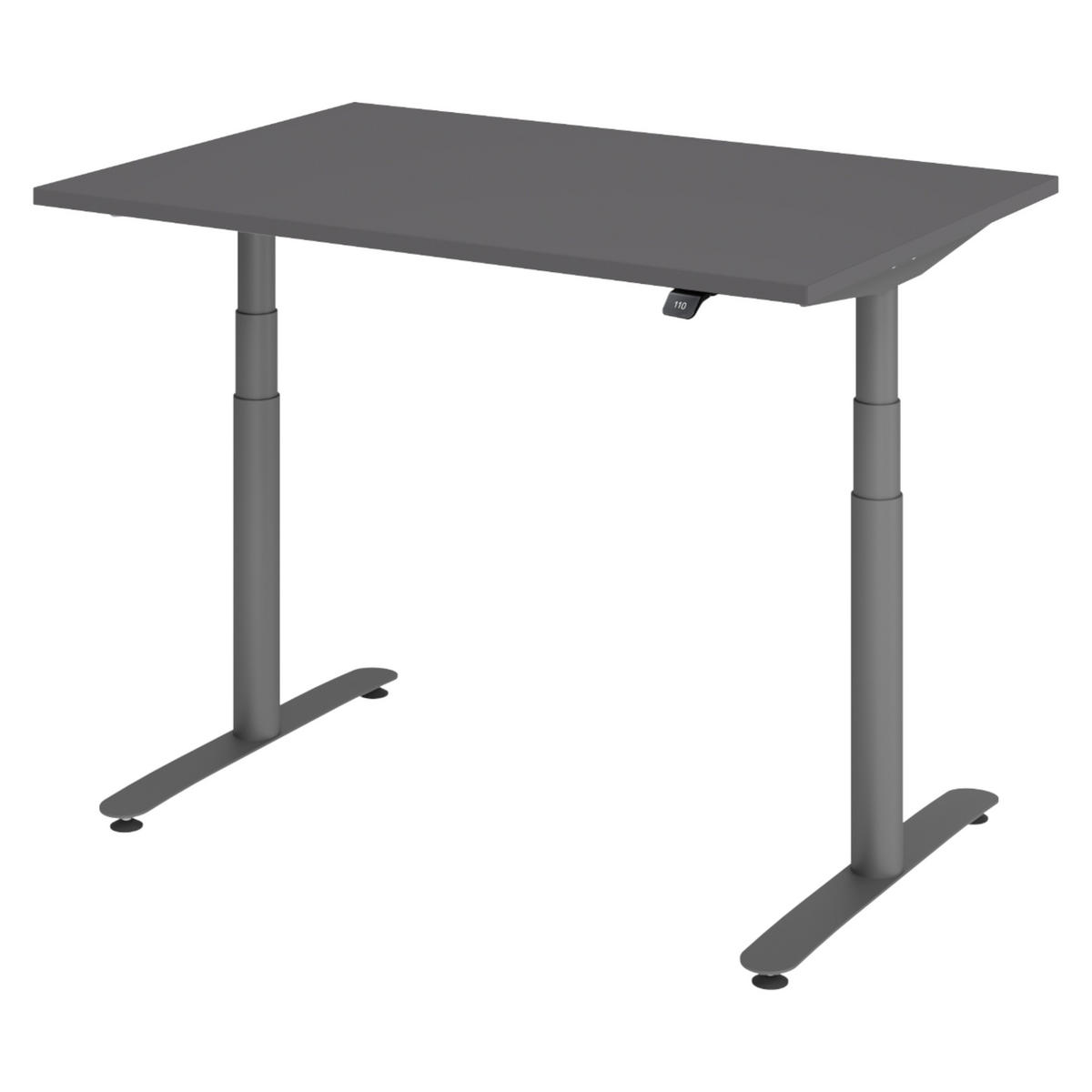 SCHREIBTISCH elektrisch Bluetooth & App XDLR 120/80/72 cm in Graphitfarben/Graphitfarben - Graphitfarben, Holzwerkstoff (120/80/72cm) - bümö