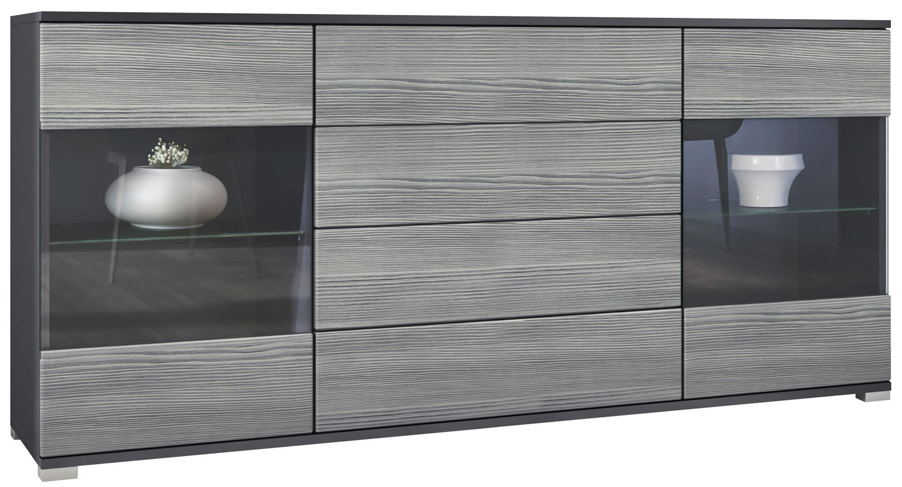 Vladon Sideboard Anthrazit 166.5x75.5x35 cm